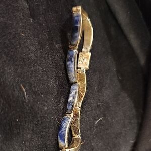 Gold and Blue Stone Bracelet